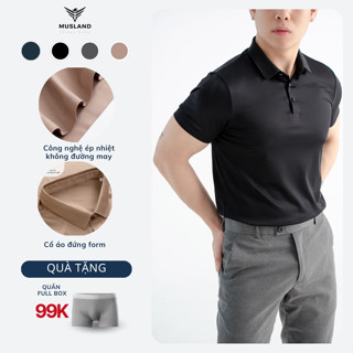 Áo Nam Polo Tay Ngắn MUSLAND Trơn Basic, Chống nhăn rất tốt, Công nghệ Seamless Không Đường May Cao Cấp AP24001