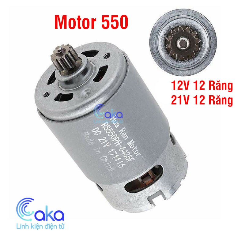 Motor DC 550 18V 21V 12 Răng cho Máy khoan pin cầm tay