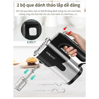 Máy Đánh Trứng Đánh Kem Nhồi Bột Cầm Tay Đa Năng Siêu Mạnh 800W, Điện Áp 220V Cao Cấp Nhào Trộn Bột Tiện Lợi