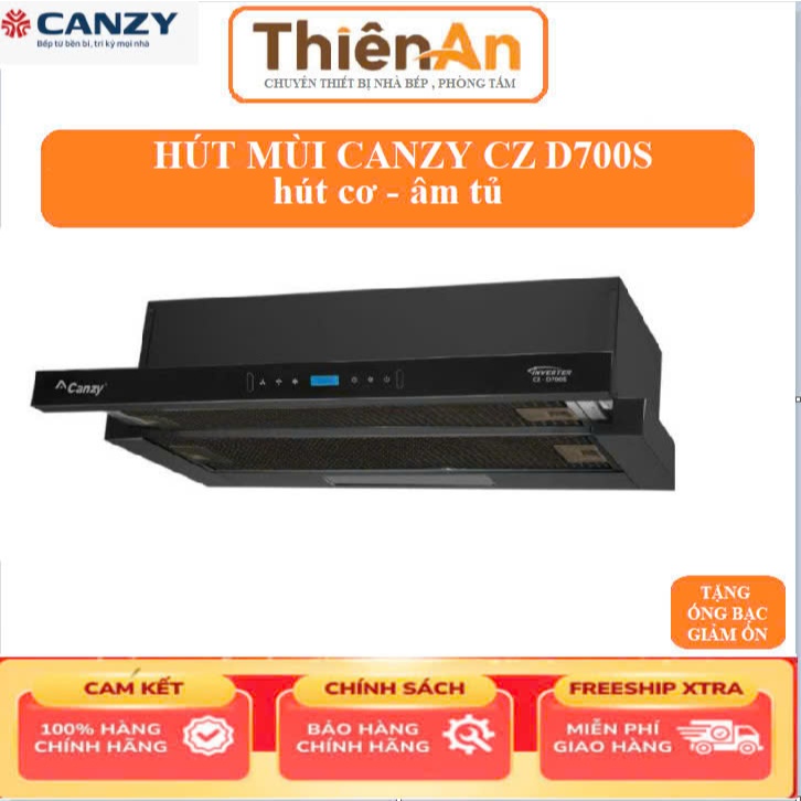  Hút mùi nhà bếp canzy CZ D700S cảm ứng D700B cơ   TẶNG ỐNG GIẢM ỒN 1.5M  .máy hút mùi phẳng dễ vệ sinh . máy hút khử mùi 