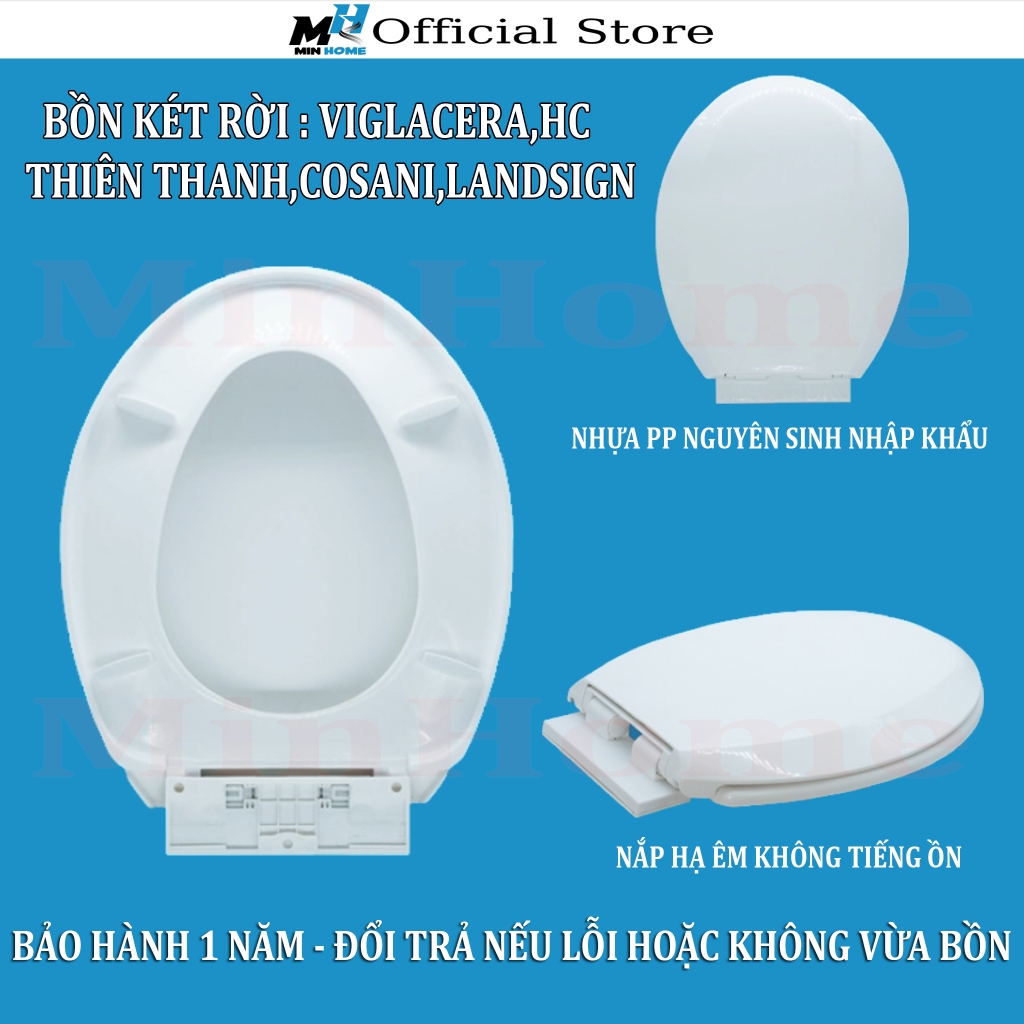 Nắp Đóng Êm Chống Ố Thay Cho Bồn Cầu Két Rời VIGLACERA,DOCOCERA,HC,Thiên Thanh,COTTO,CAESAR,…