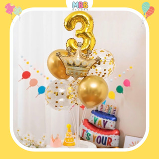 [TẶNG SỐ TUỔI] Set Bóng Bay Sinh Nhật Kèm Trụ Bóng 7 Nhánh Cao 70cm Chất Liệu Mika, Phong Cách Hàn Quốc