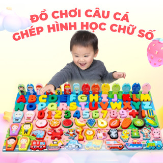  Đồ Chơi Câu Cá Gỗ Đa Năng 8 Trong 1 Kèm Hình Khối Số Chữ và Phương Tiện Giao Thông - Đồ Chơi Bi's House 