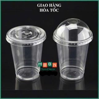Sỉ 50 Cốc Nhựa Nắp Cầu 400ml 500ml ❤ Ly nhựa PET dùng 1 lần nắp phẳng hoặc không nắp Cốc nhựa cứng cáp bán cafe trà sữa