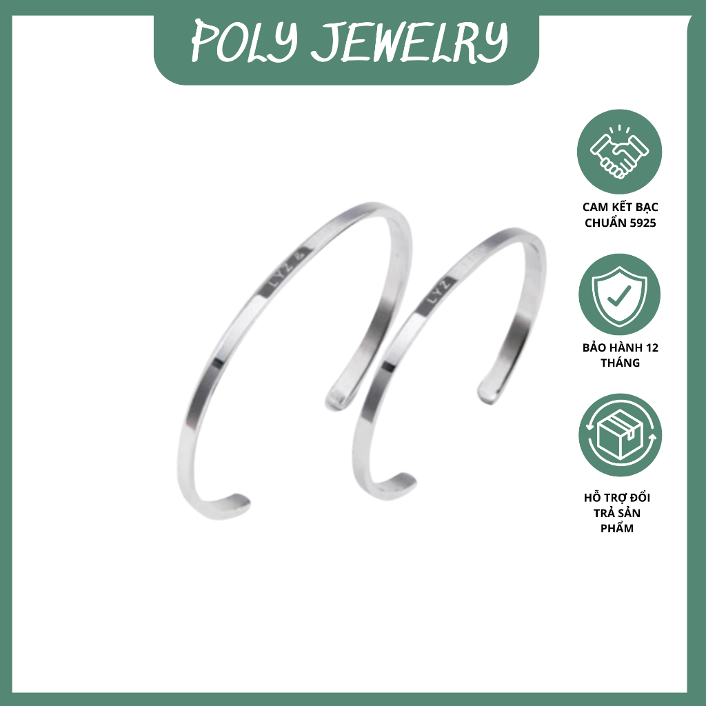 Vòng tay nam nữ Lyz and Liam Classic L&L Cuff Silver - Gift Box Hộp quà tặng nơ đỏ & khắc chữ theo y