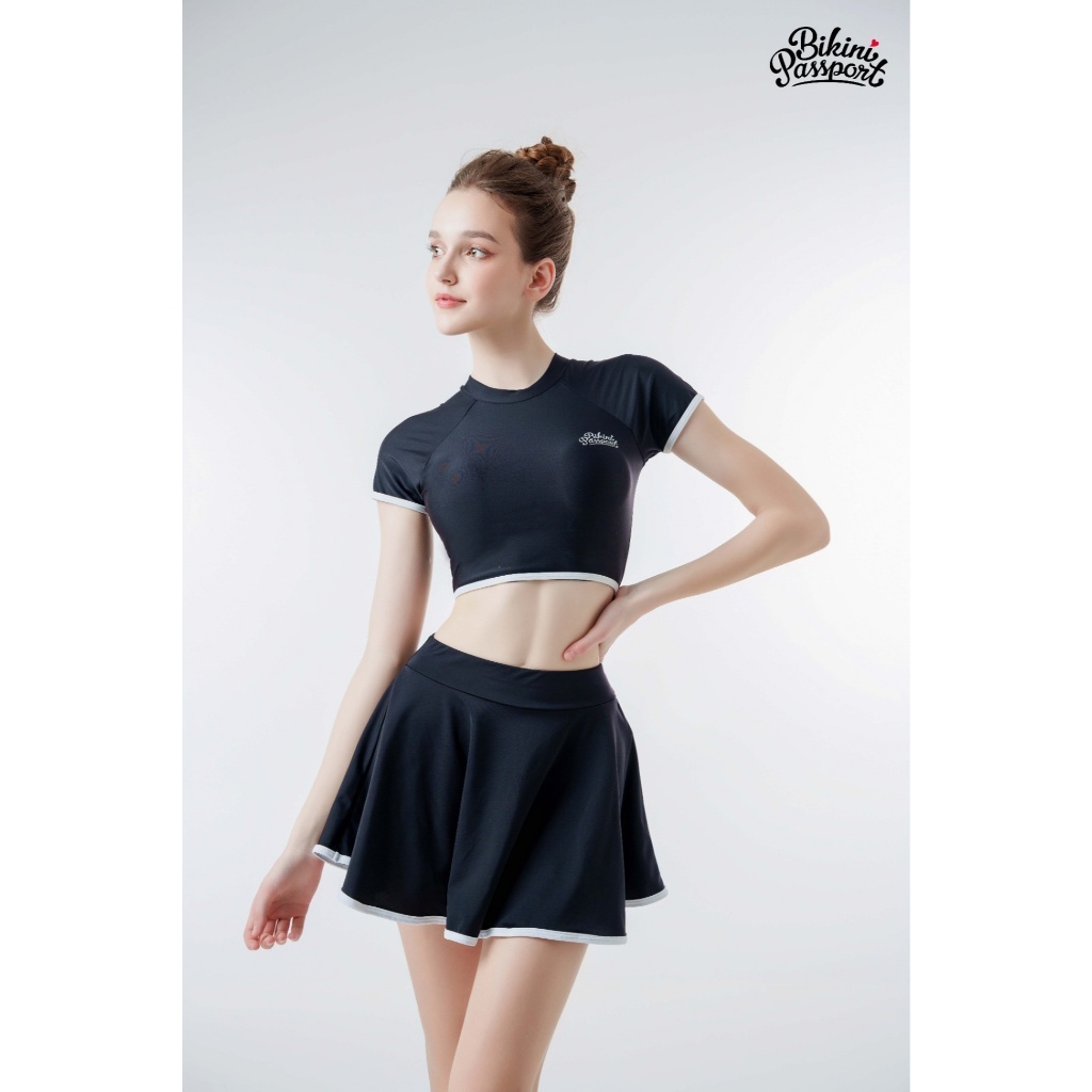 Đồ bơi NỮ BIKINI PASSPORT Hai mảnh LC dạng váy, áo tay ngắn có logo - màu Đen - BS1012_BL | BigBuy360 - bigbuy360.vn