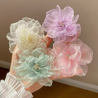  Hoa Cài Lên Tóc - Kẹp Hoa Mẫu Đơn Voan Lụa 