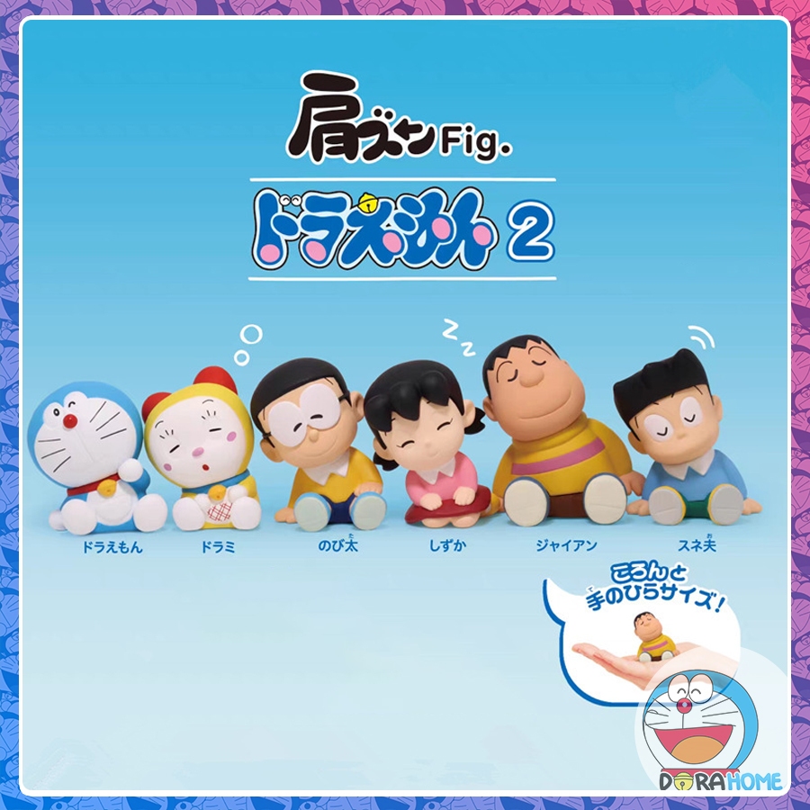   Ko Hộp  Set mô hình 6 nhân vật Doraemon Nobita Shizuka Suneo Jaian Dorami ngủ ngồi cute 4cm QT0092 