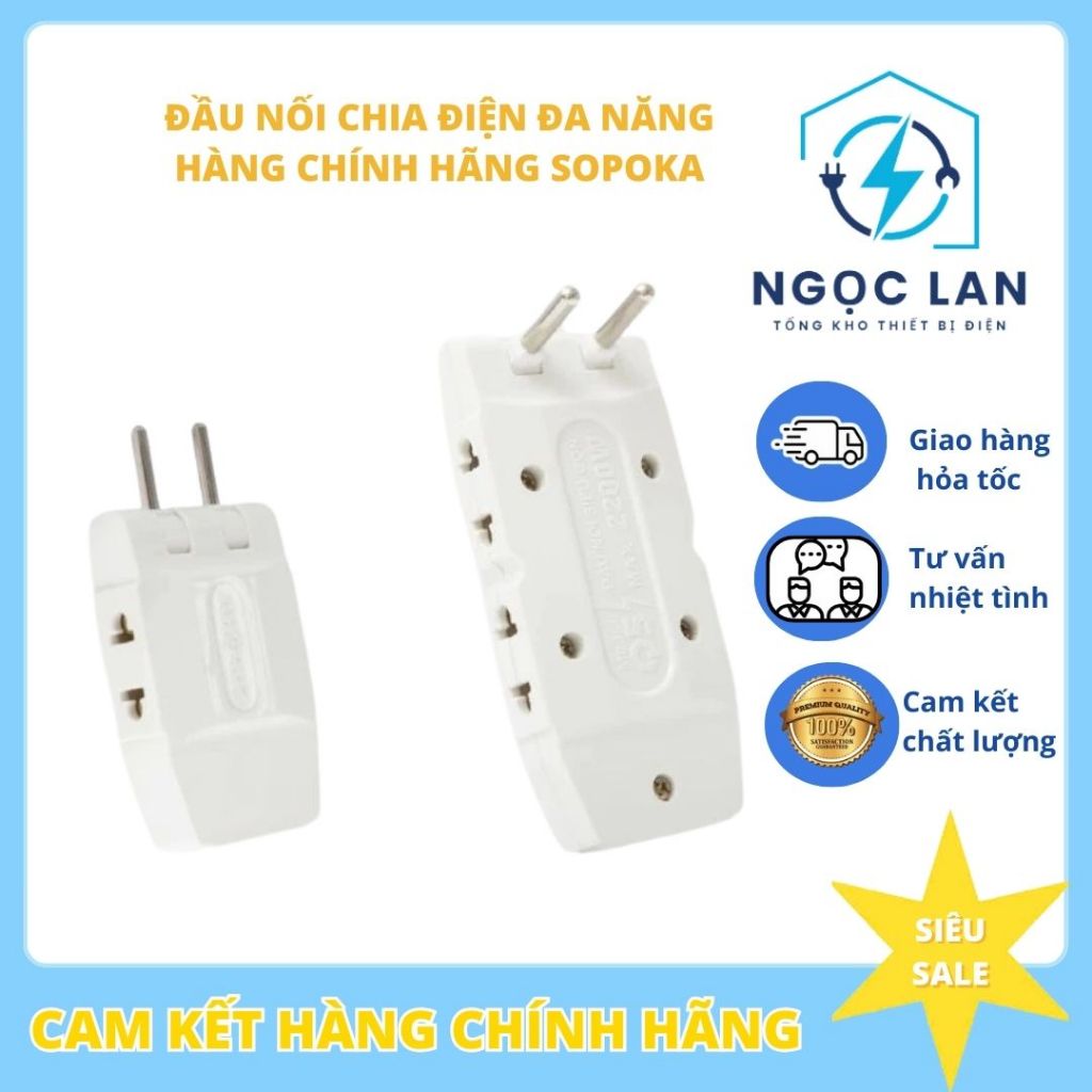 Đầu nối chia điện đa năng 3 cửa Q3T & P11, 5 cửa Q5T SOPOKA P11 P12 chịu tải 2200W-CHÍNH HÃNG SOPOKA