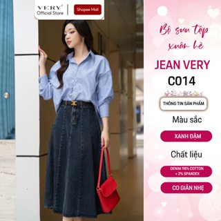 Chân váy jean nữ VERY+ C014 dáng xòe cạp liền BIGSIZE , lưng cao tôn dáng, thời trang công sở