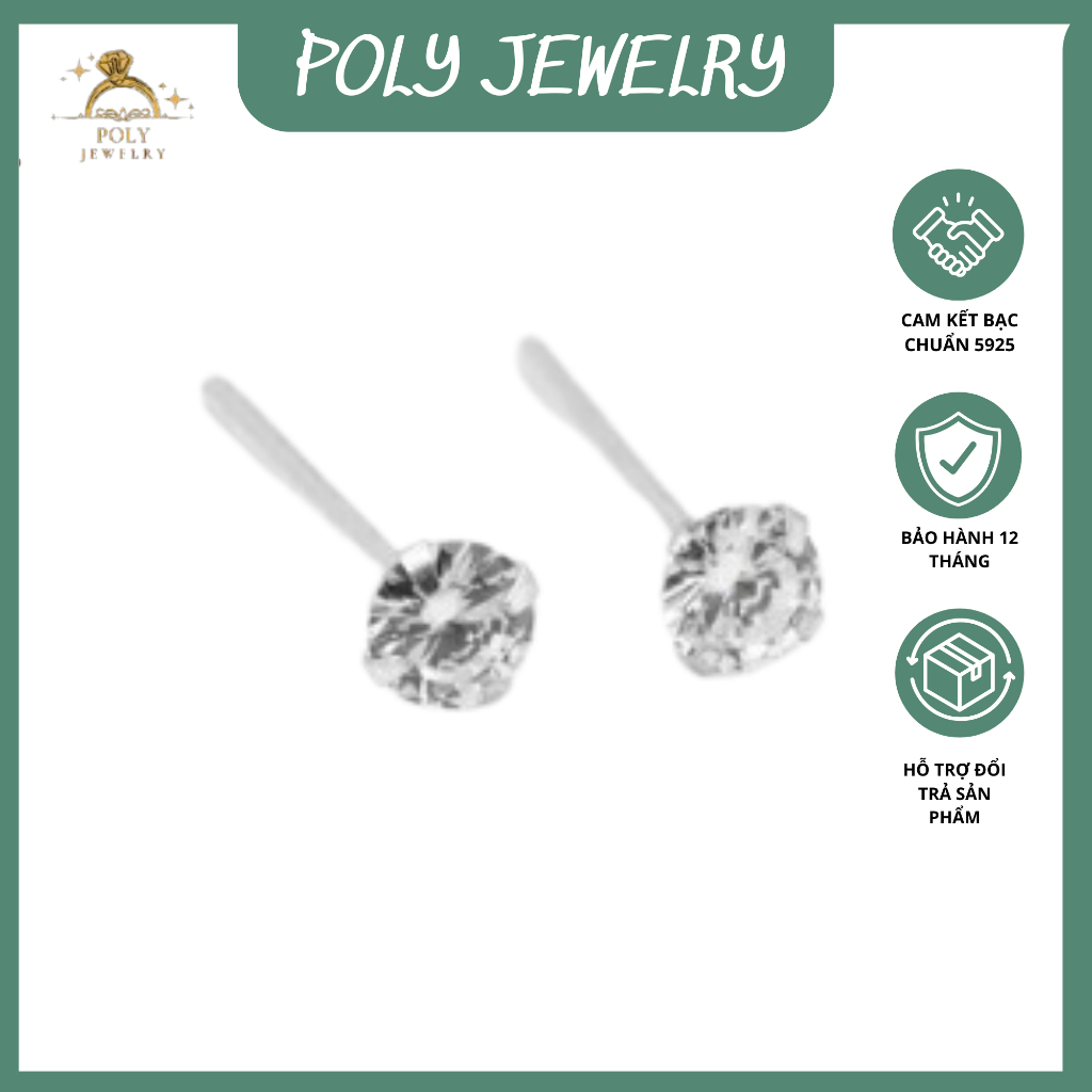 khuyên tai nụ đá mini size 2ly nhỏ xinh ,Chuẩn bạc ta- Fpoly Jewelry