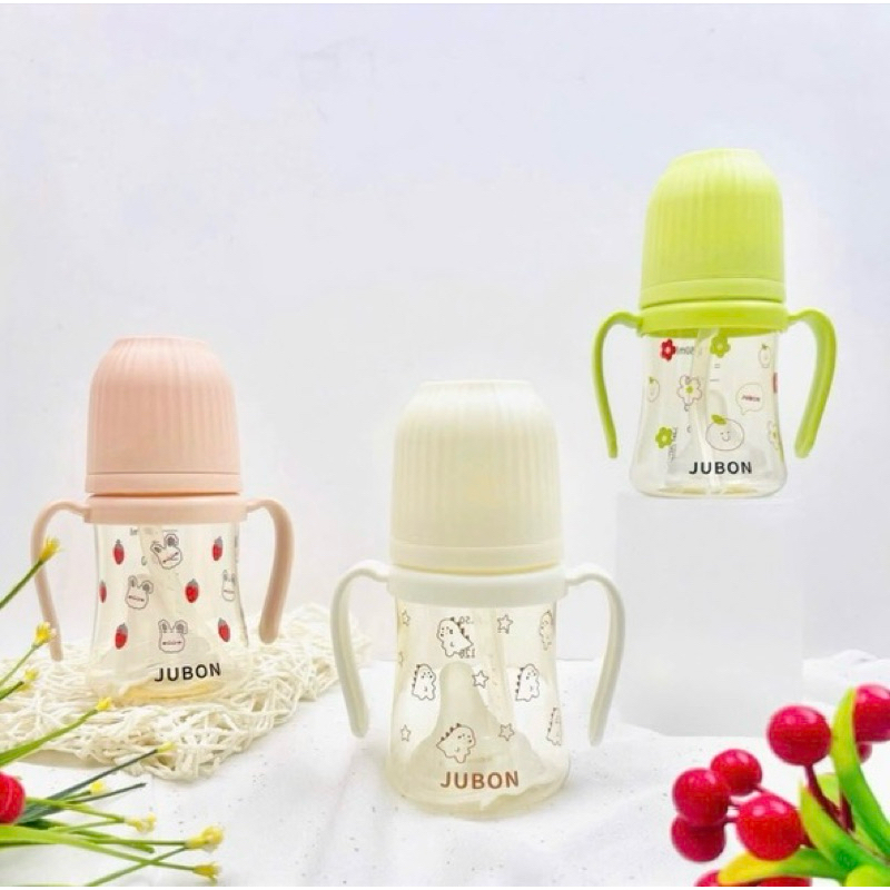 Bình sữa jubon kèm núm + ống hút chất liệu PPSU