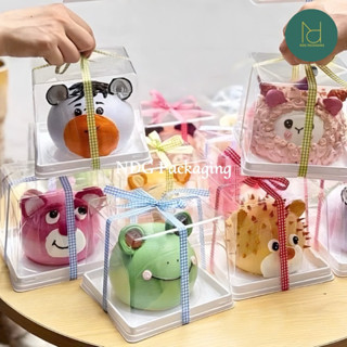 10 Hộp nhựa vuông đế trắng đựng bánh kem mini, bánh bento, bánh rau câu [W590-HT3058] đựng vừa bánh kem nhỏ size 10-12cm