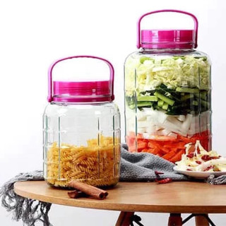 Bình, Hũ thuỷ tinh ngâm rượu 5L/ 10L có quai xách nắp tím, loại có vòi hoặc không vòi