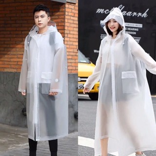 Áo Mưa Trong Suốt Dáng Dài Vành Rộng Có Khóa Kéo, Áo Mưa Măng Tô Dáng Rộng