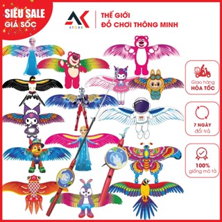 Đồ Chơi Diều Cần Câu 3D Mini Cho Bé Họa Tiết Hoạt Hình Dễ Thương Kèm Cần Câu Và Dây Thả 50M - Diều Bé Cầm Chạy