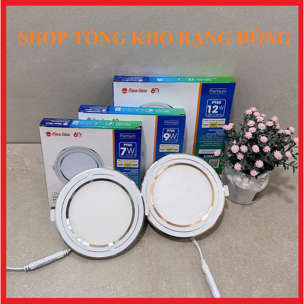Đèn LED Panel tròn mỏng đổi màu 12W Rạng Đông PT05 ĐM 135/12W, Viền mạ bạc tinh tế