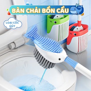 Cọ Bồn Cầu Silicon Cá Heo (Cá Voi) Dẻo Xoay 360 Độ, Chổi Cọ Vệ Sinh Có Ngăn Chứa Nước Tẩy