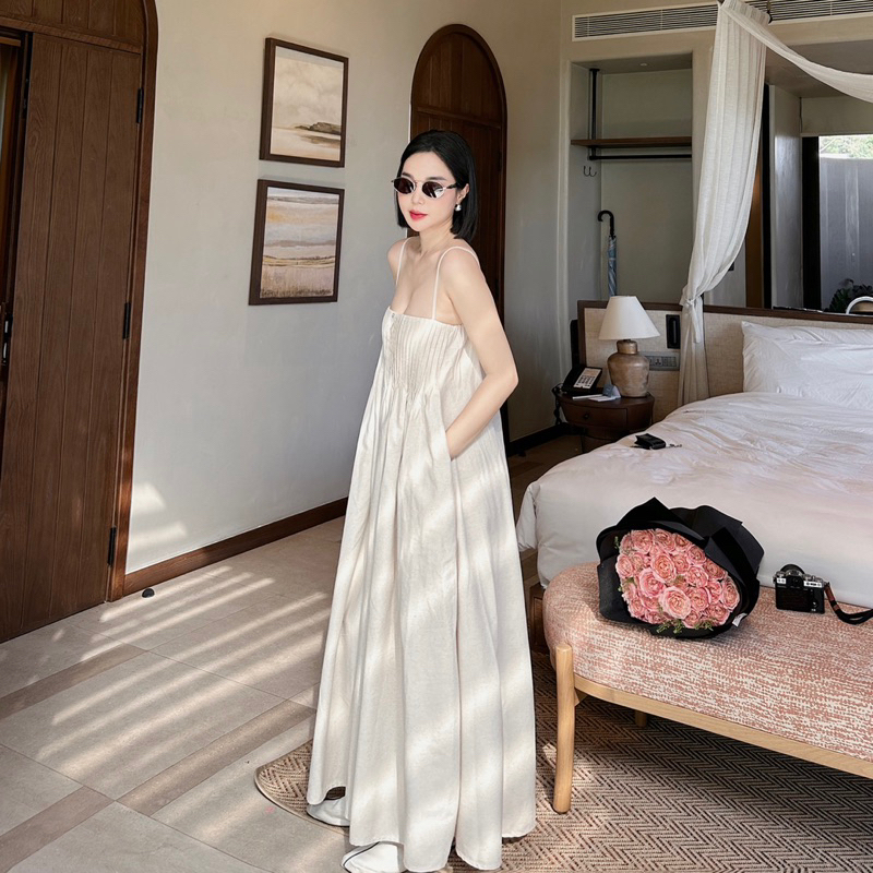 𝐋𝐮𝐓𝐚 | Váy xếp li nút xà cừ - m186