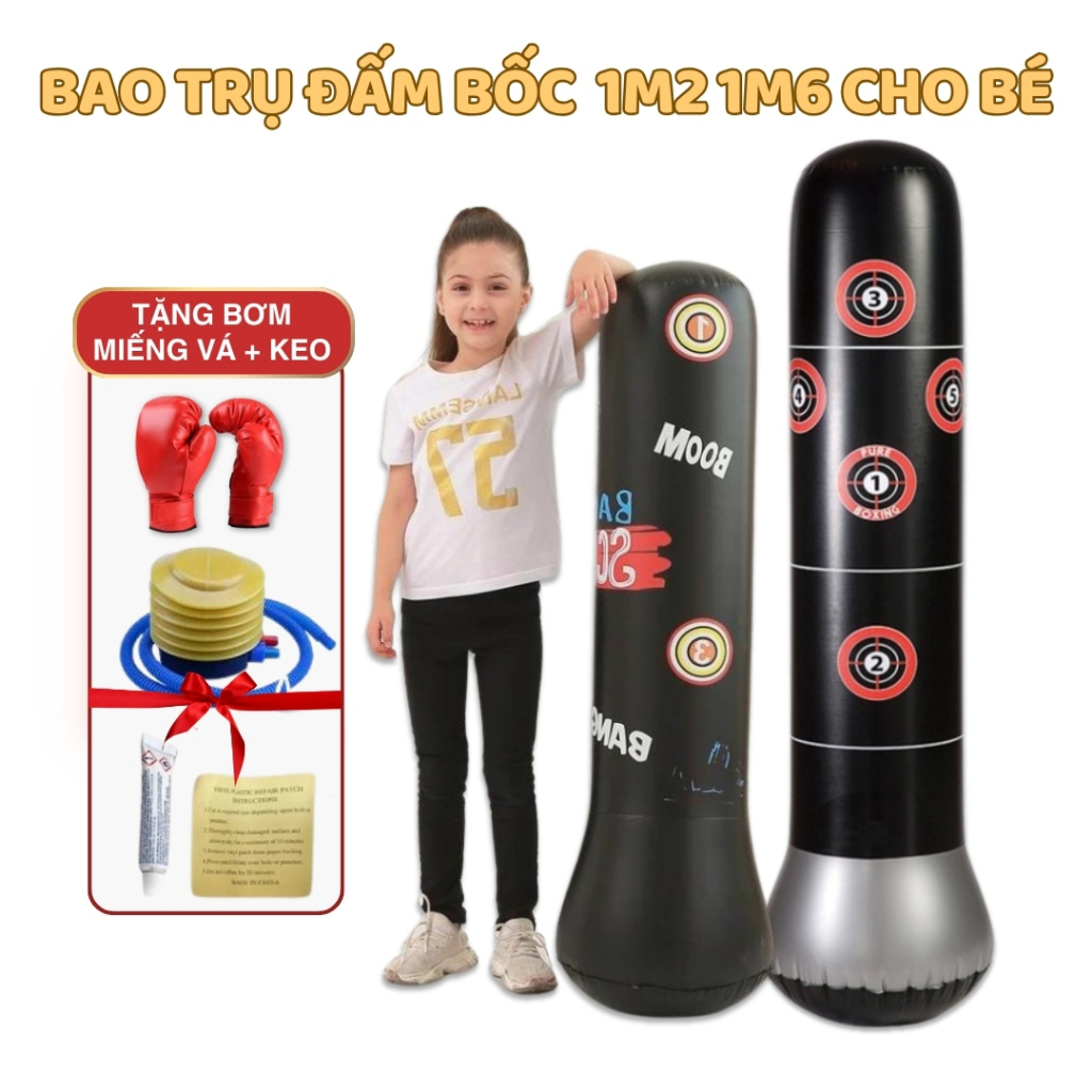 Trụ đấm bốc cho bé trụ đấm boxing tự cân bằng đấm bốc trẻ em đấm bốc người lớn (Tặng kèm bơm) P01