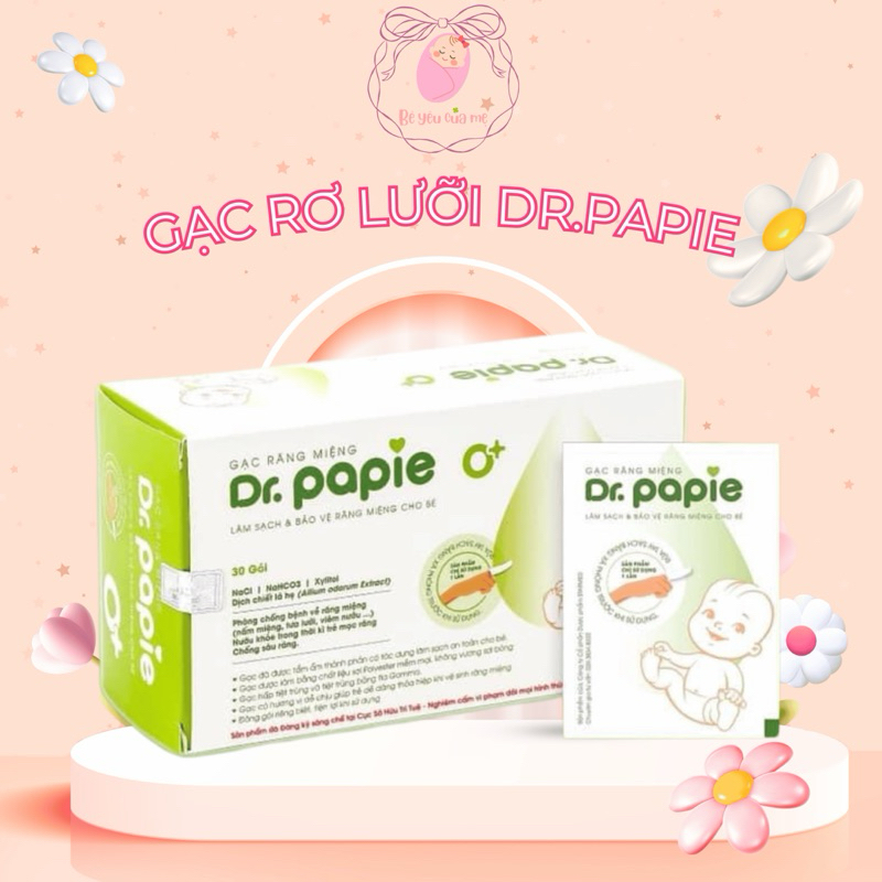 Gạc rơ lưỡi Dr. Papie làm sạch lưỡi giúp răng miệng bé sạch thơm an toàn