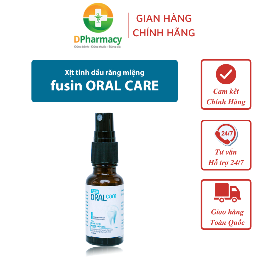 Xịt tinh dầu răng miệng Fusin Oral Care ,ngừa sâu răng, khử hôi miệng, giảm ê buốt răng, nhiệt miệng
