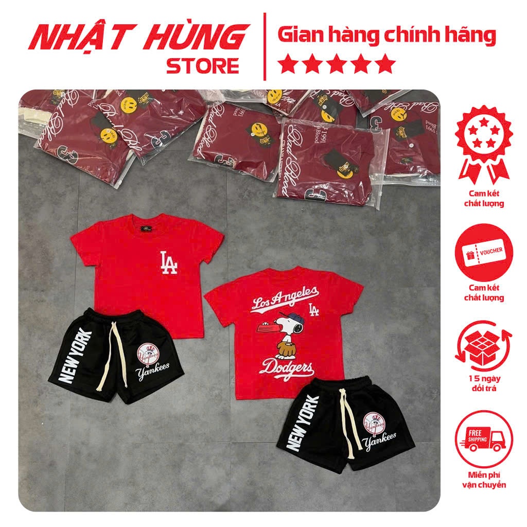 Bộ quần áo cho bé trai hình LA dodgers ,set áo phông quần short trẻ em hiệu Nhật Hùng 10-63kg - NH10