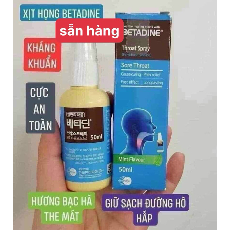 XỊT HỌNG BETADINE HÀN QUỐC 50ml SẴN HÀNG_date t3/2027