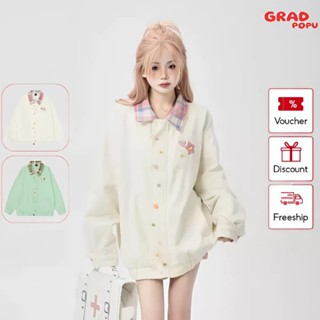Áo khoác nữ GRADPOPU PAK13 chất denim bền bỉ dễ phối đồ dáng rộng thích hợp mùa xuân thu