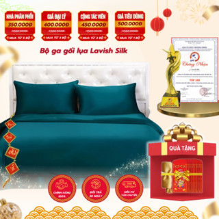 Bộ Ga Gối Lụa Lavish Silk Xanh Cổ Vịt Cao Cấp Mát Lạnh Hàng Loại 1 - CG032
