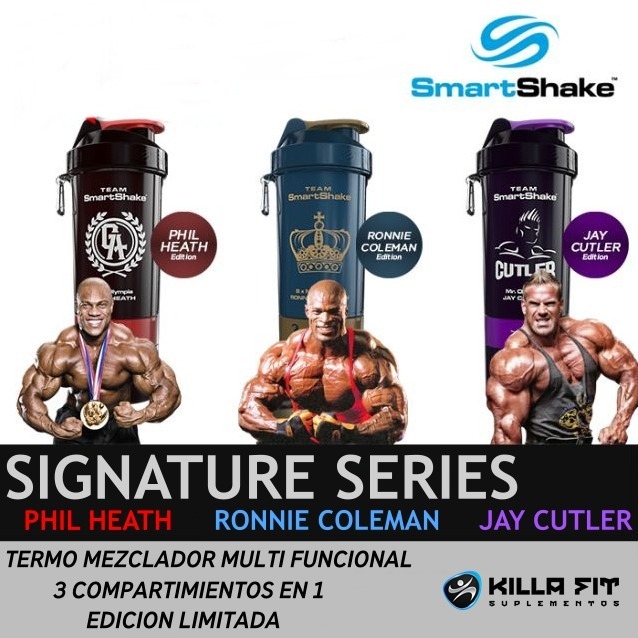 Bình lắc 3 ngăn thể thao Smart Shake Shaker Cup Signature Series Ronnie Coleman, Jay Cutler, Phil He