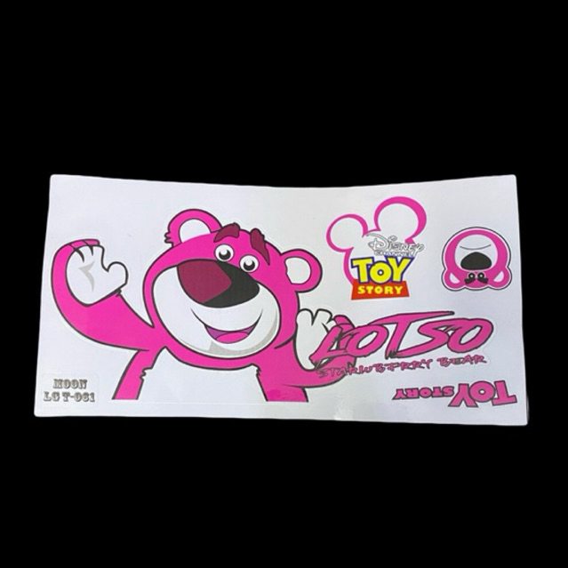 Tem Decal Ticker Gấu Dâu LOTSO tem 3 lớp (nền trắng)