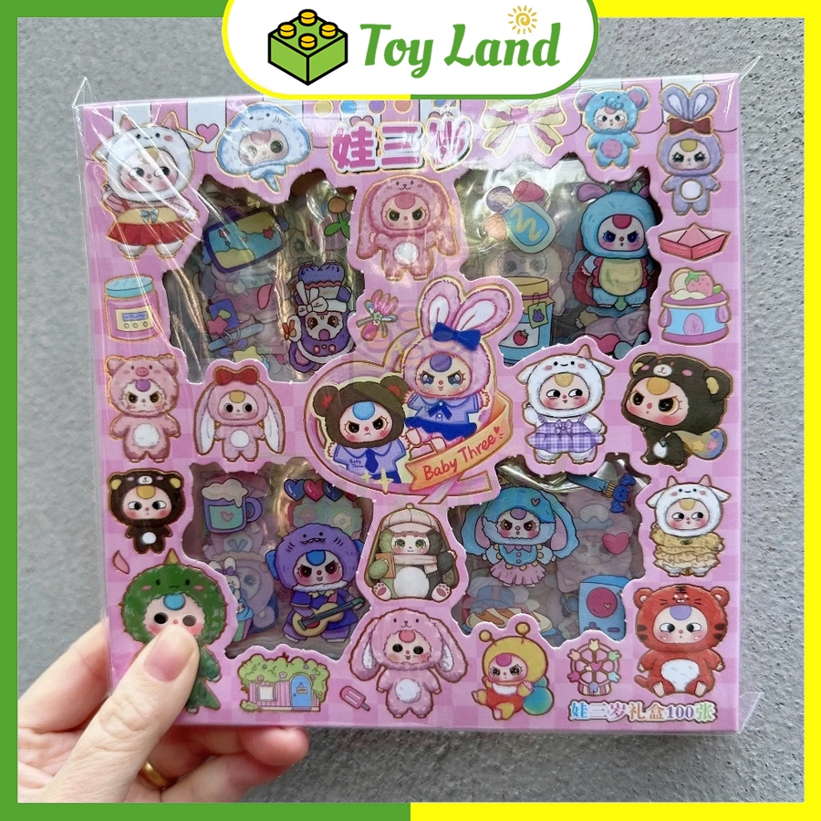 [Baby Three] Hộp 96 Tấm Sticker Baby Three BB3 Hình Dán Chống Nước Trang Trí Sách Đồ Chơi Trẻ Em