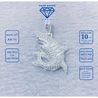  Mặt dây chuyền bạc cá mập shark cao cấp đính đá bạc 925 PHAN HUYNH JEWELRY 