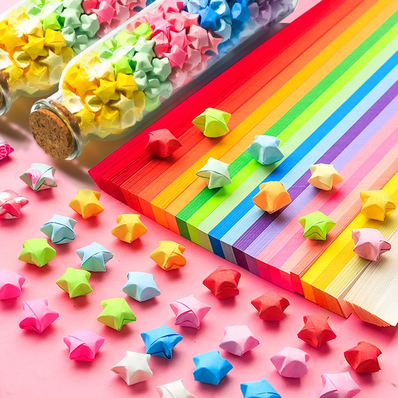 Giấy gấp sao 540 tờ origami nhiều màu giấy xếp ngôi sao handmade đồ thủ công sáng tạo dễ thương
