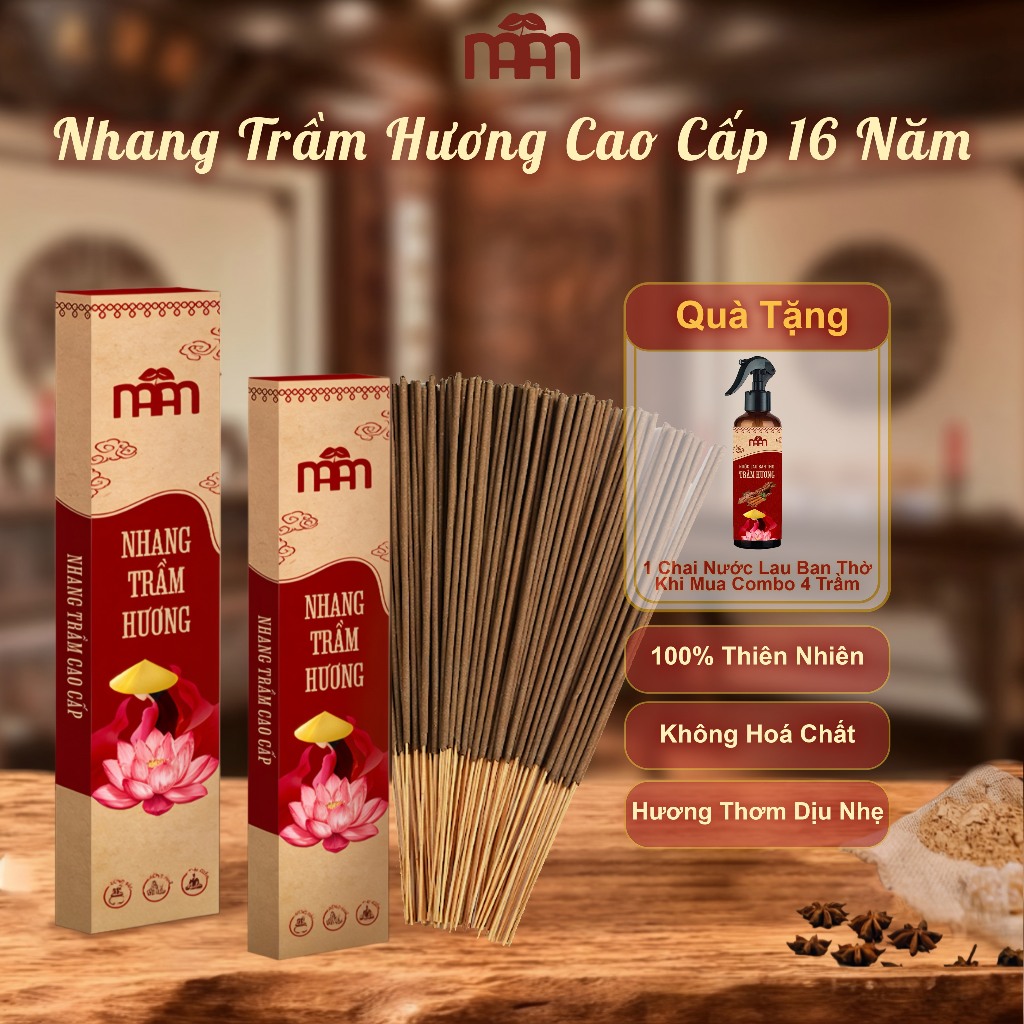 Nhang Trầm Hương Mầm Natural - Nhang Sạch 16 Năm Ít Khói, Không Hóa Chất Hộp 100Gr