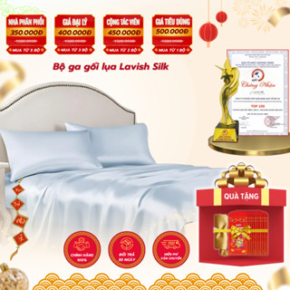 Bộ Ga Gối Phi Lụa Lavish Silk Cao Cấp Mát Lạnh Hàng Loại 1- Xanh Da Trời