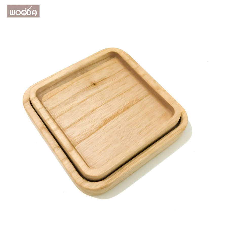 Khay gỗ hình vuông đựng thực phẩm, decor