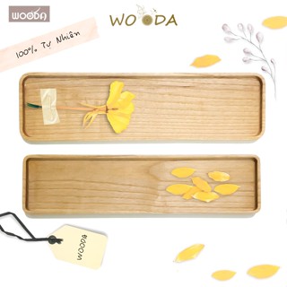 Khay gỗ hình chữ nhật dài đựng thực phẩm, decor bàn ăn