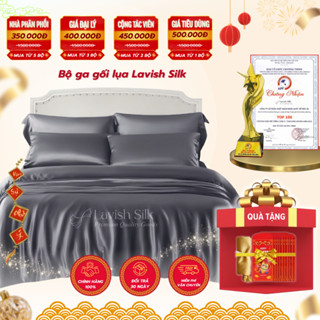 Bộ Ga Gối Phi Lụa Lavish Silk Cao Cấp Mát Lạnh Hàng Loại 1 - Xám Đậm