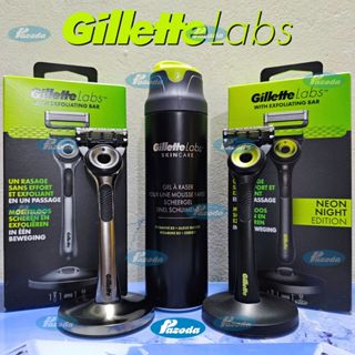 Dao cạo râu 5 lưỡi Gillette Labs và hộp lưỡi thay thế (Đầu cạo 5+1 cao cấp - tay cầm xoay chiều)