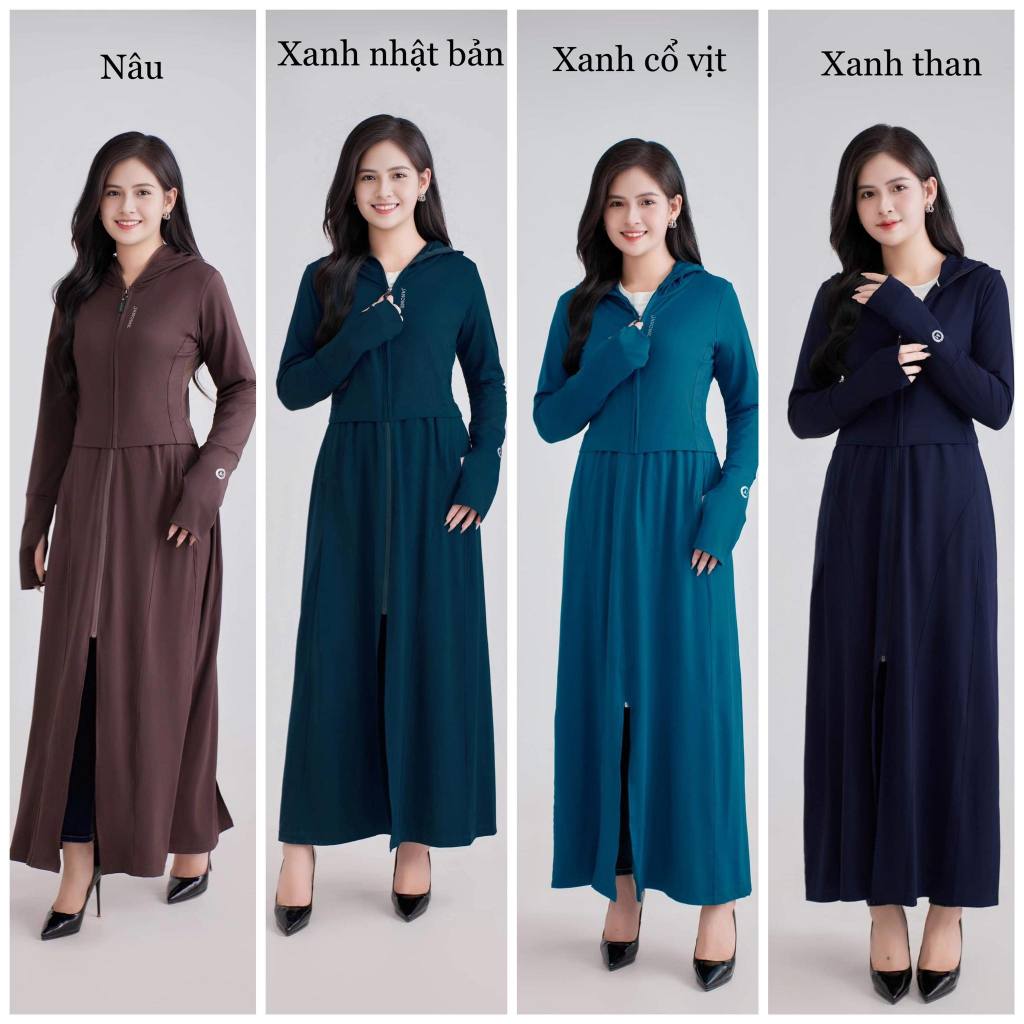 Áo chống nắng dáng dài 2 lớp JANOME vải thơm kháng khuẩn