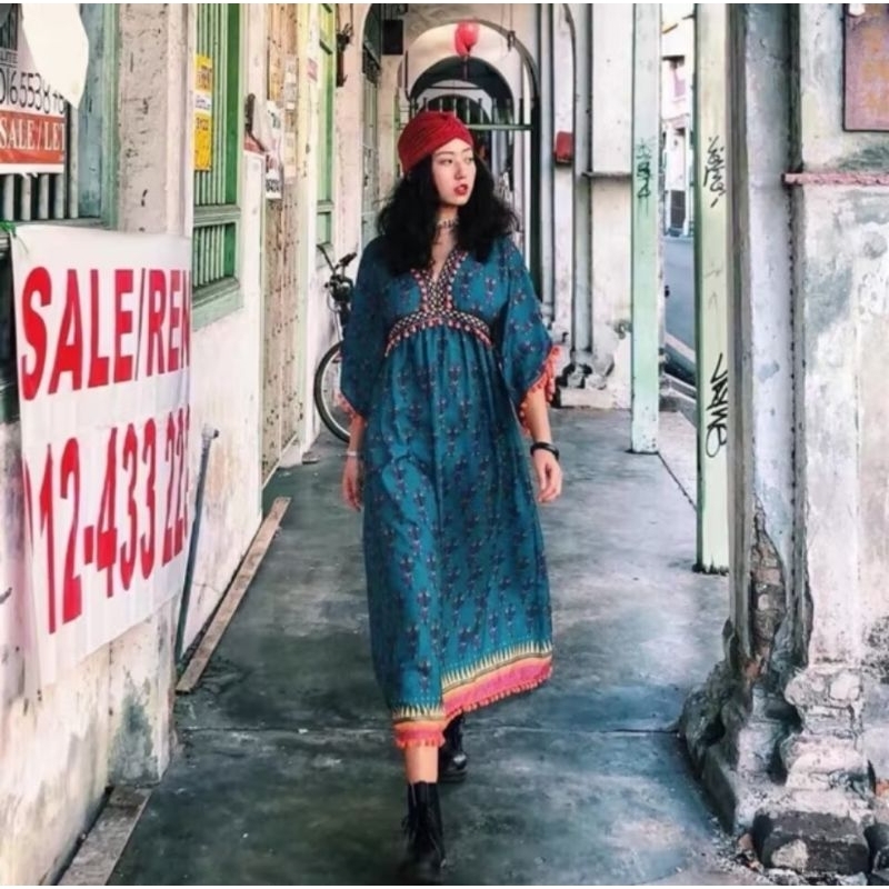 Pass đầm xanh boho