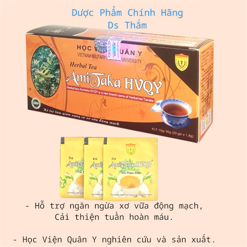 [ 10 hộp ] Trà AmiTaka Học Viện Quân Y hỗ trợ ngăn ngừa xơ vữa động mạch, cải thiện tuần hoàn máu