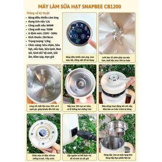(Rẻ vô địch) (Chính hãng) Máy nấu sữa hạt Snapbee CB1200 - bảo hành 24 tháng