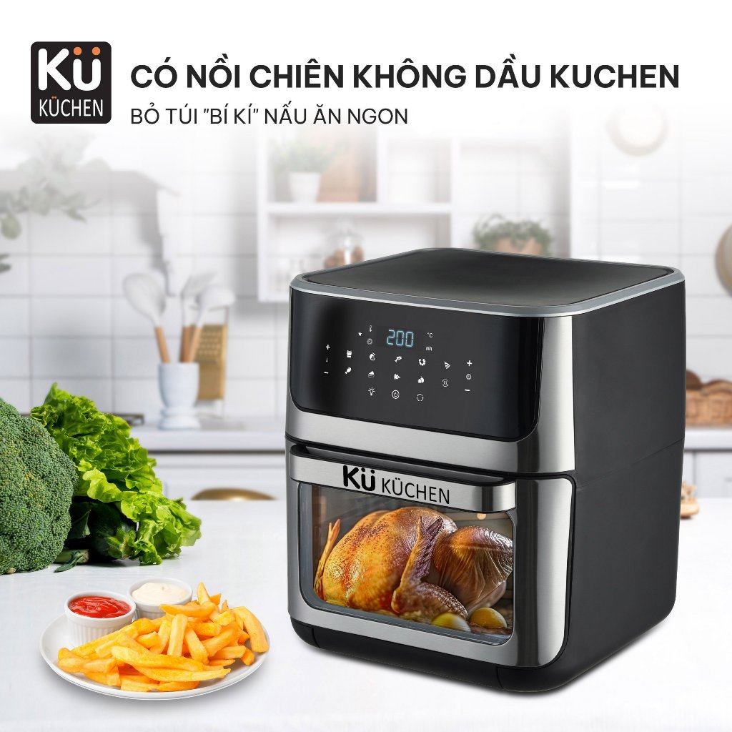 (SG) Nồi chiên không dầu KU KUCHEN PCB 1128 ,12L chính hãng thương hiệu Kuchen Việt Nam