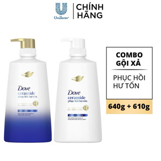 Bộ sản phẩm Dove Phục Hồi Hư Tổn dầu gội 640g + Kem xả 610G