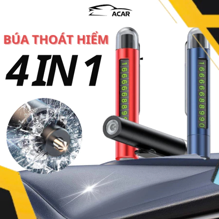Bảng số điện thoại 4in1 kèm đèn pin, phá kính và cắt dây an toàn L65