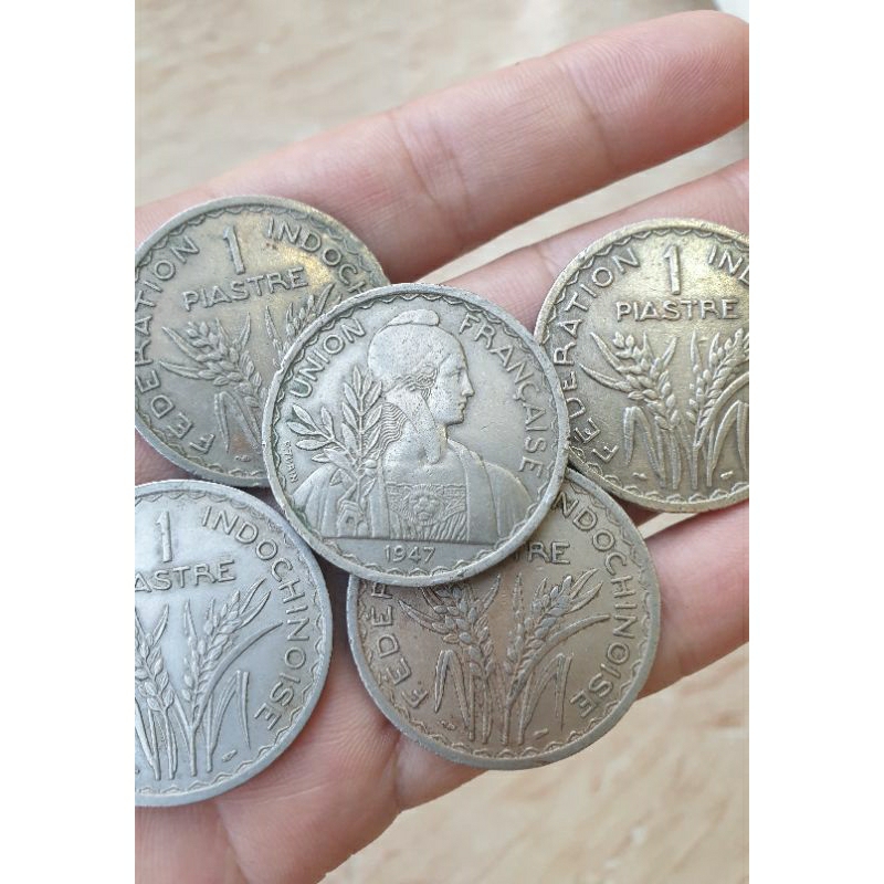 Xu Đông Dương Pháp đúc 1 Piastre 1947, To gần 4Cm tuyệt đẹp