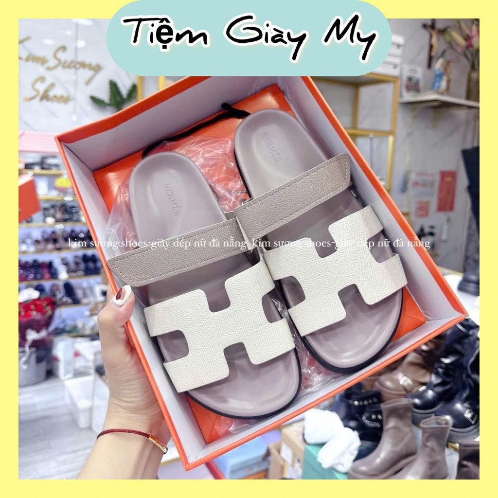 (Fom nhỏ) Dép lê chữ h quai dán da sần xinh xắn,Dép HM dán phối màu bản QCC cao cấp da mềm êm chân